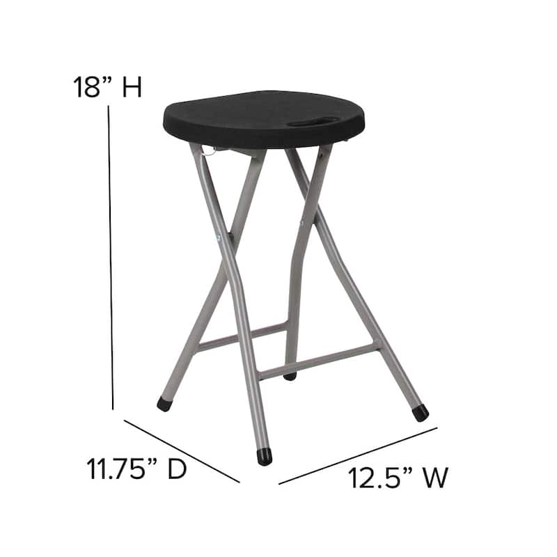 2 Pack Foldable Stool with Plastic Seat and Titanium Gray Frame - Portable Stool