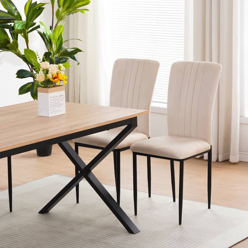 16.1" Velvet Upholstered Chairs with Metal Legs, Set of 4