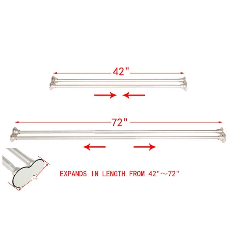 Utopia Alley 72-Inch Adjustable Rust-Proof Aluminum Double Shower Curtain Tension Rods, Includes Shower Liner and Shower Hooks