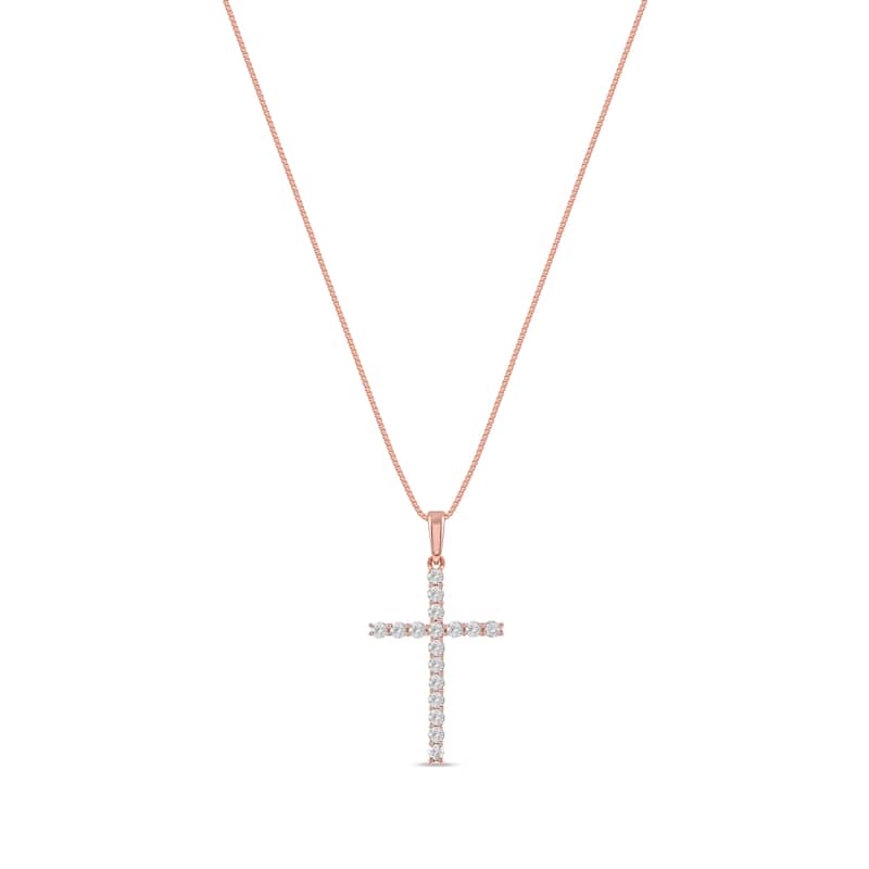 1/4ct TDW Lab-grown Diamond Cross Pendant Necklace in 14k Gold for Women