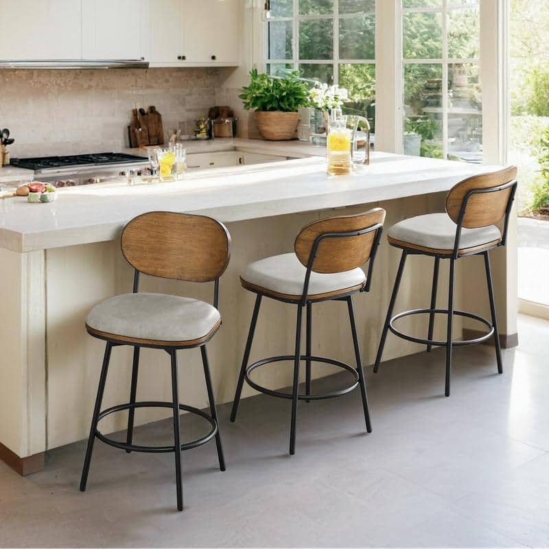 Spruce & Spring Megan Swivel Counter Bar Stool with Metal Legs