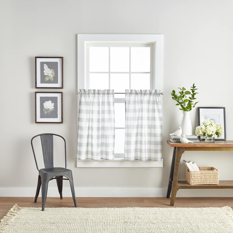 Curtainworks Farmhouse Buffalo Check 3-piece Kitchen Curtain Tier and Valance Set - 1-Valance And 2-36" Tiers