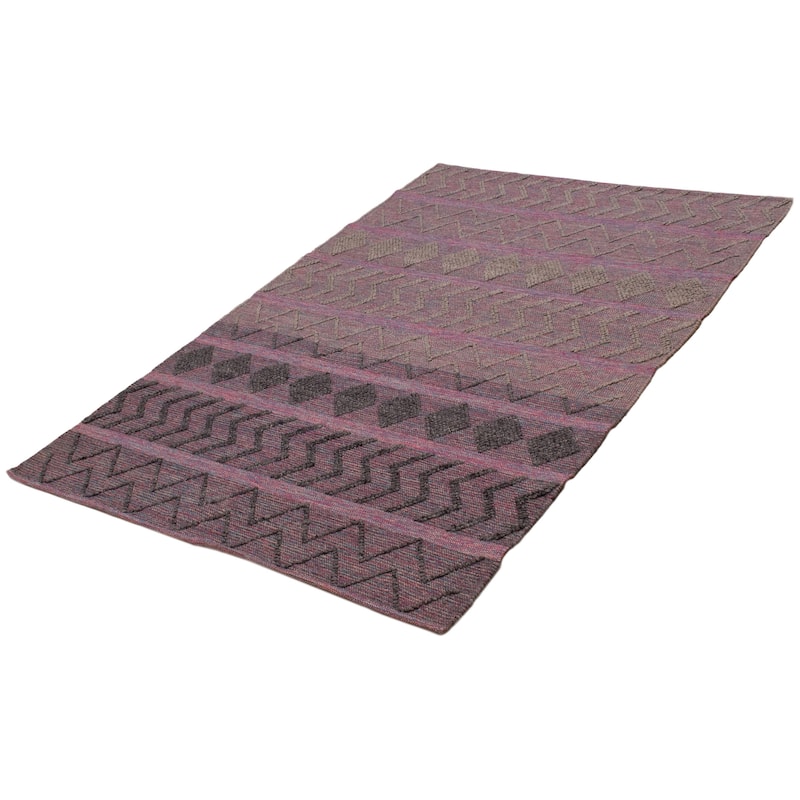 ECARPETGALLERY Braid weave Sienna Grey Wool Rug - 6'1 x 9'1