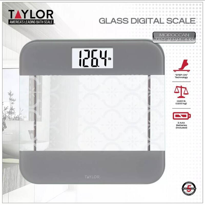 Taylor Digital Glass Body Composition Scale with Moroccan Frosted Design Clear/Gray