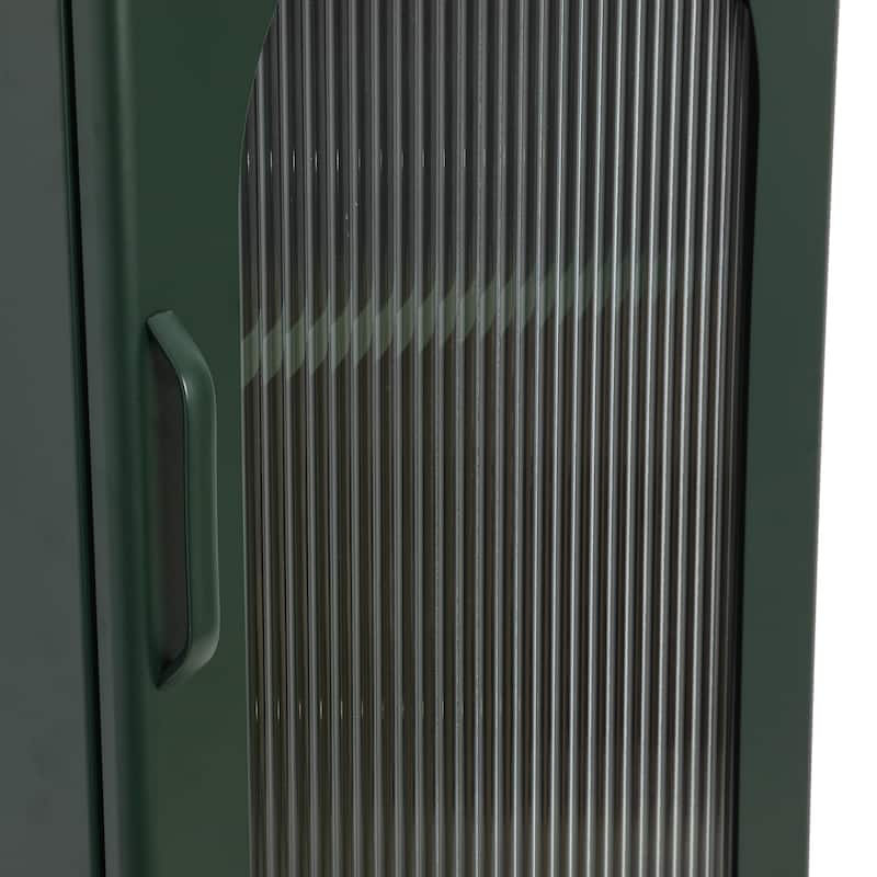 Solstice Metal Accent Cabinet with 2 Adjustable Storage Shelves and Arched Glass Door