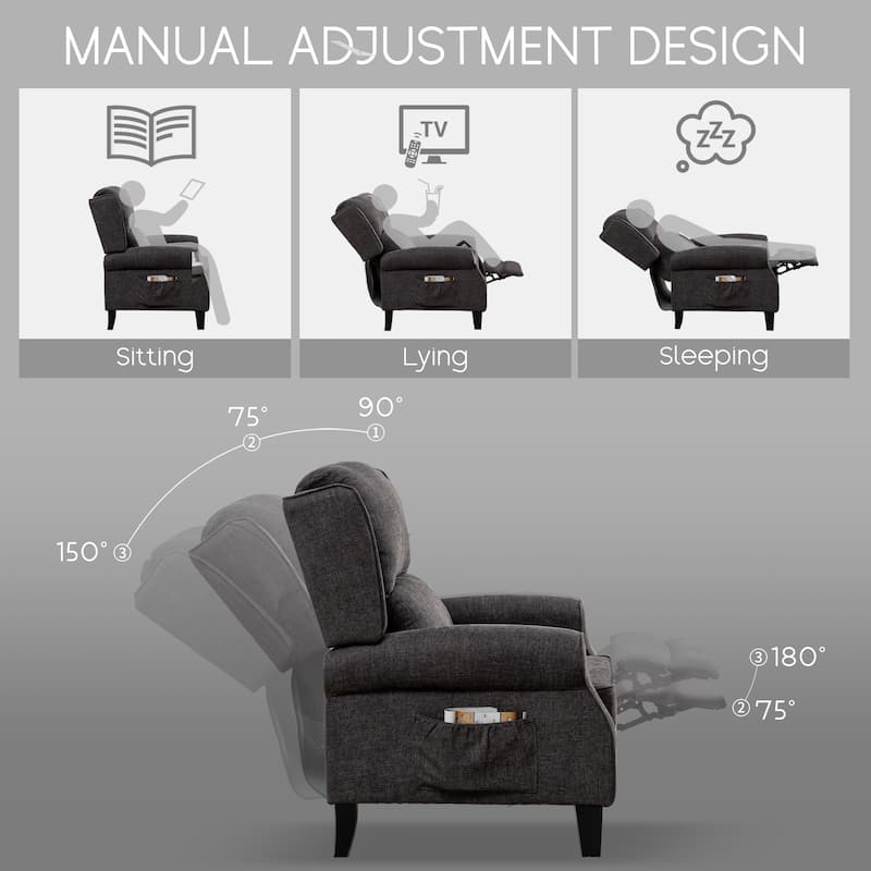 HOMYKA Polyested Upholstered Pushback Recliner Accent Chair Wingback Armchair