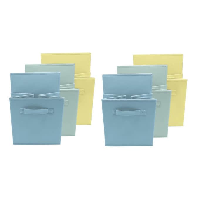 Home Storage Bundle - Pastel Drawer and Closet Bins, Blue, Green, Yellow (6 Pack)
