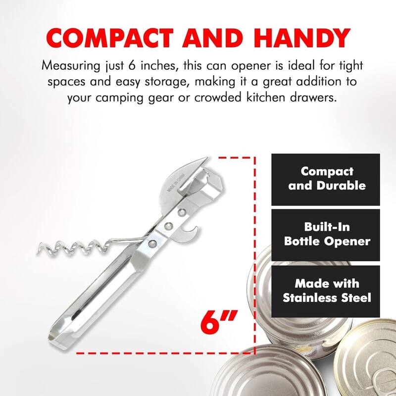 Chef Craft 3-in-1 Durable Metal Can Opener, Cork Screw and Bottle Opener