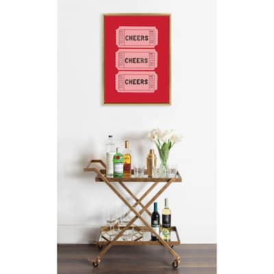 Kate and Laurel Sylvie Cheers Pink Red Ticket Framed Canvas by Alli Standefer