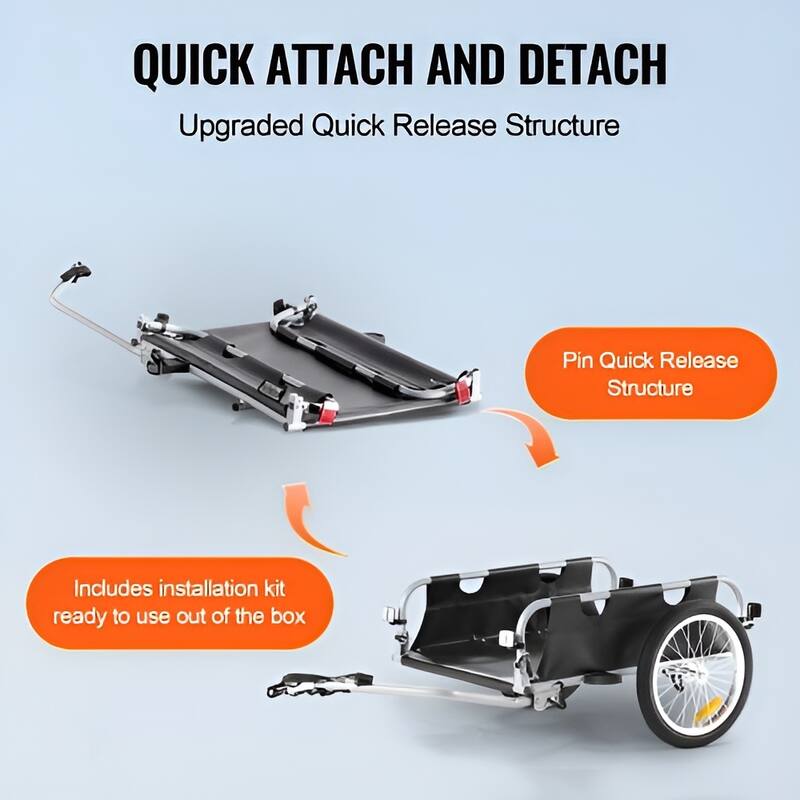 Bike Cargo Trailer, 100 lbs Load Capacity, Heavy-Duty Bicycle Wagon Cart, Foldable Compact Storage & Quick Release with Univers