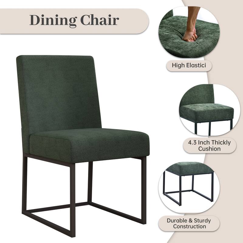 Mid Century Modern Dining Chair with Black Metal Legs