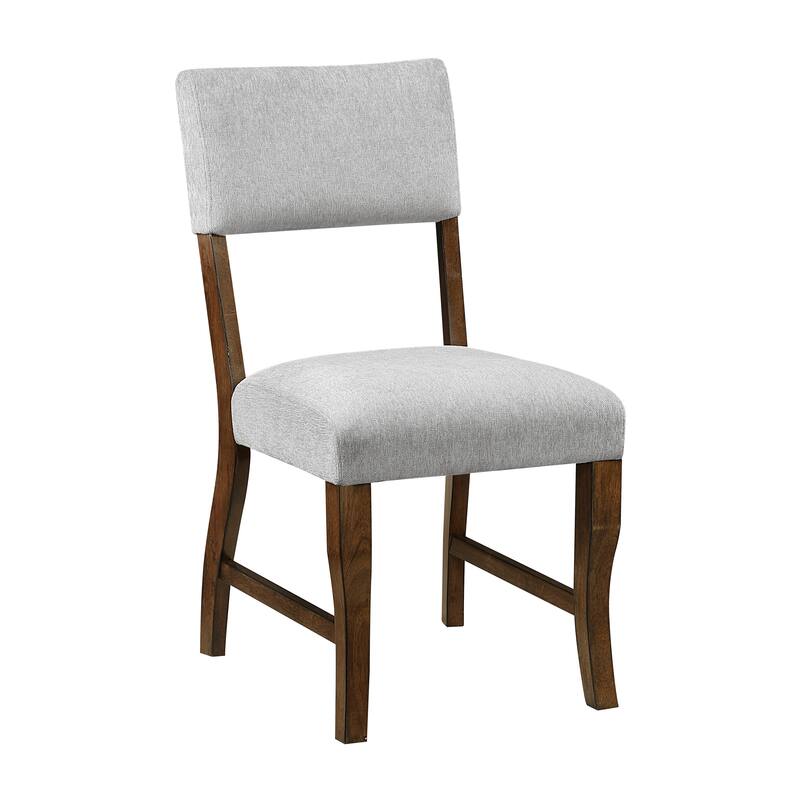 Contemporary Dining Side Chairs Set of 2, Chenille Fabric Upholstered Comfort Seat Back Wooden Furniture - Brown,Gray