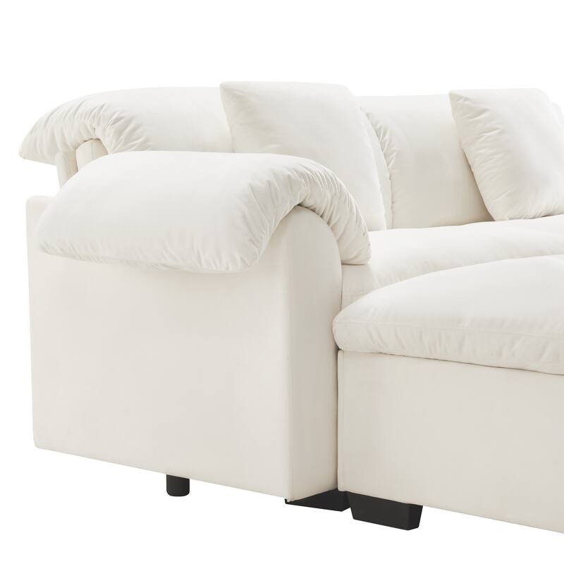 Velvet Fabric Modular Cloud Couch with Storage Seat,Free Combination