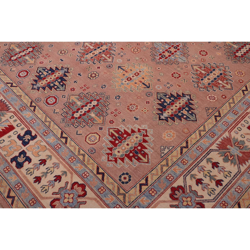 Tribal Kazak Patrick Pink/Beige Wool Rug - 9'1'' x 12'0''
