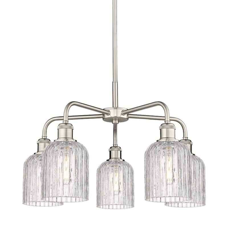Innovations Lighting 516-5CR-15-23 Bridal Veil Chandelier Bridal Veil - Satin Nickel / Clear
