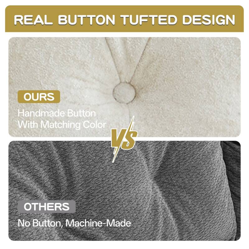 106" Velvet Sectional Sofa with Tassel Skirt Design and Ottoman