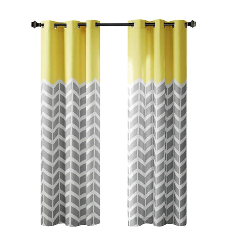 Intelligent Design Rayna Chevron Room Darkening Grommet Panel Pair - 42 x 63 - Yellow