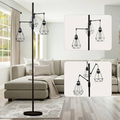 69" 3-lights Dimmable Farmhouse Lamp with Vintage Tree Design