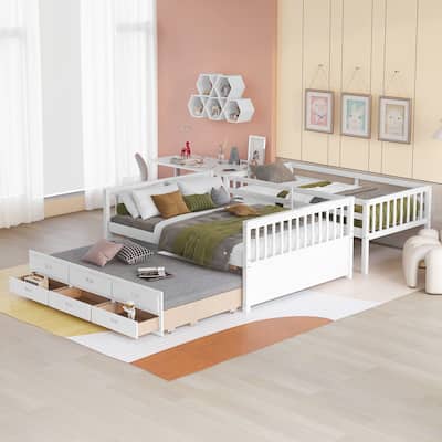 Twin-Over-Full Bunk Bed with Twin size Trundle , Separable Bunk Bed