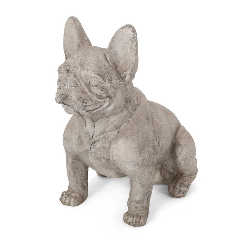 Roomfitters 17-Inch French Bulldog Garden Statue, Cast Stone Outdoor Dog Sculpture