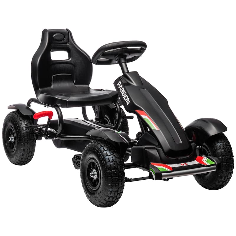 Kids Pedal Go Kart, Outdoor Ride on Toys with Adjustable Seat, Sharp Handling, Handbrake - Black