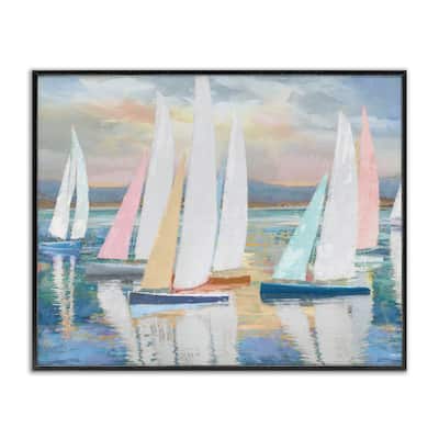 Stupell Abstract & Pastel Sailboat Fleet Framed Giclee Art Design By Amber Sterling