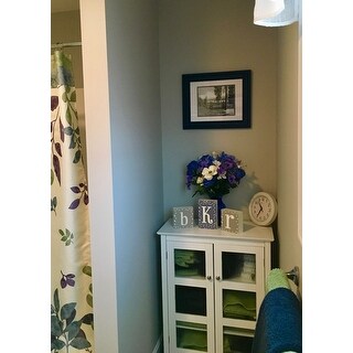 Highland White Double Glass Door Floor Cabinet by Elegant Home Fashions