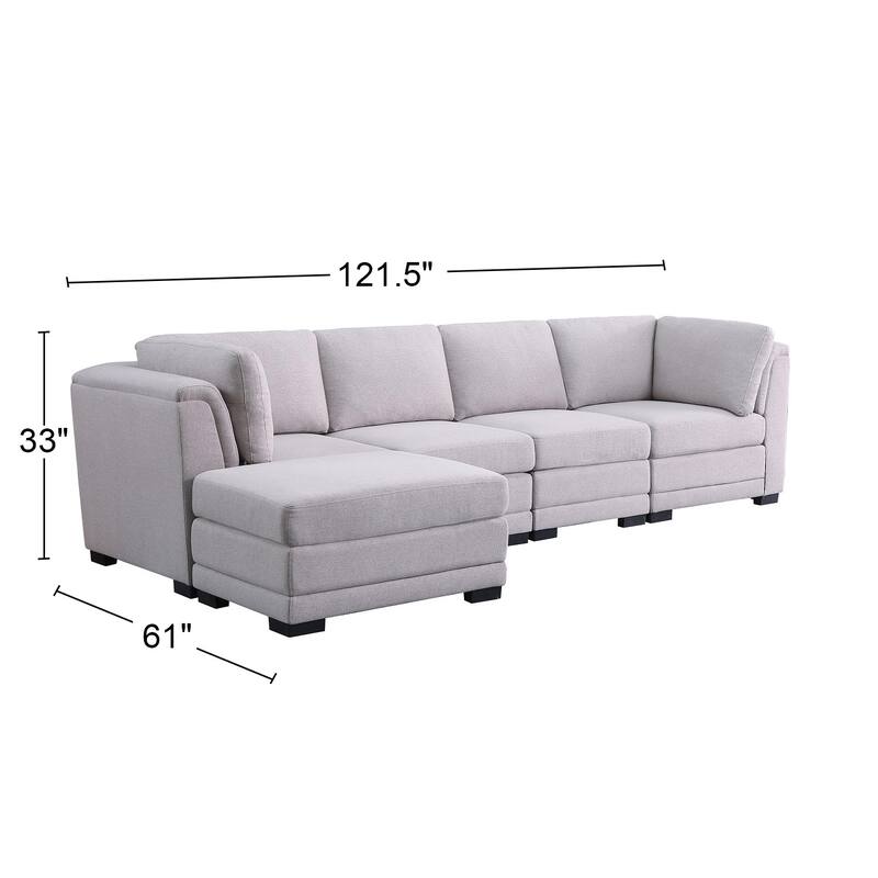Upholstered Reversible Modular Sectional Sofa in Light Gray
