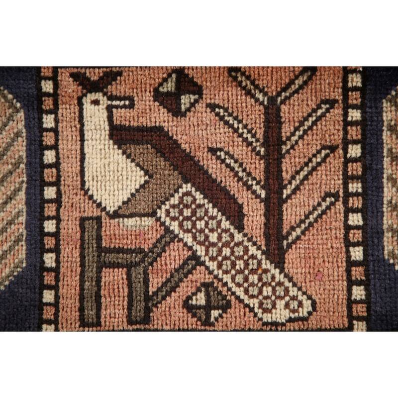 Hand Knotted Oriental 100% Wool Carpet Traditional Geometric Coral Bakhtiari Area Rug - 9' 3'' X 4' 10''