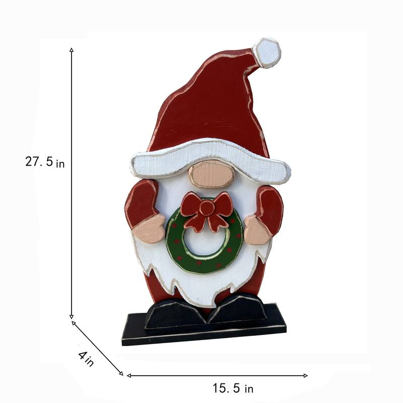 Wooden Gnome Christmas Tabletop Outdoor Decoration - 27.25"