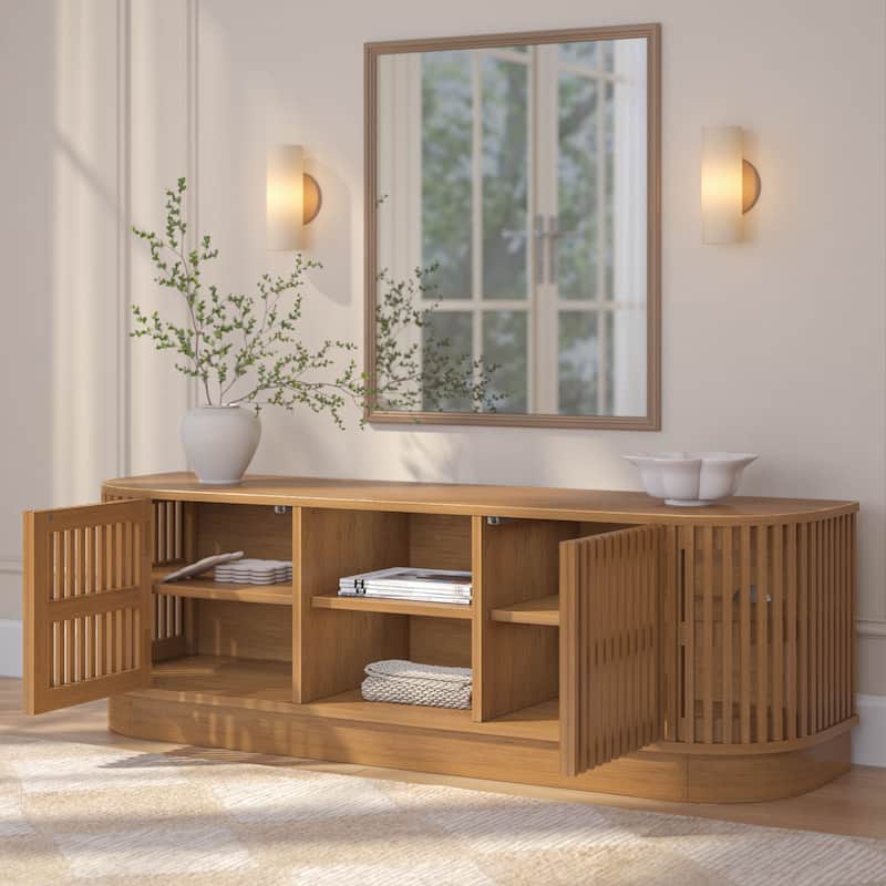 Plank and Beam Contour Curved Mid-Century Modern Sideboard/TV Stand
