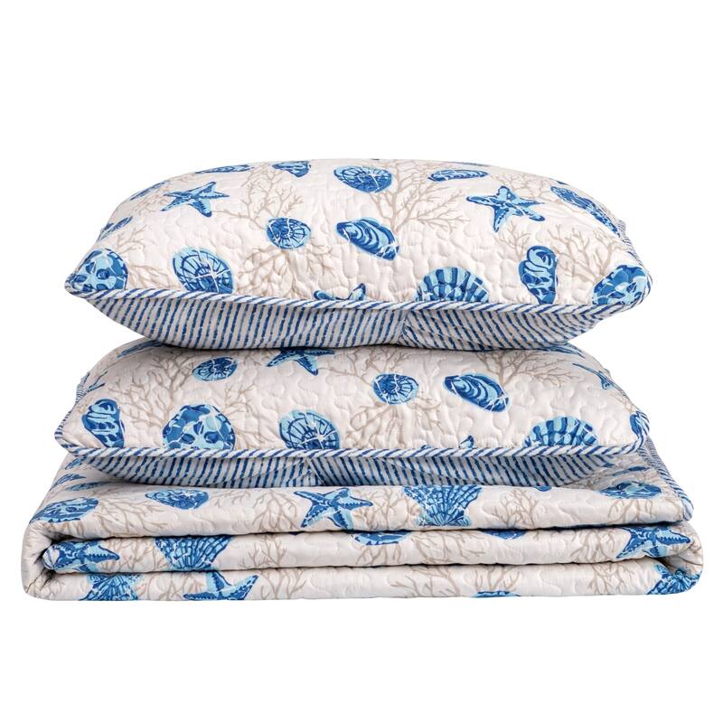 Linery & Co. Coastal Microfiber Quilt Set With Shams.