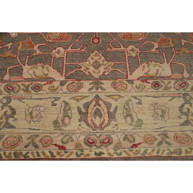 Hand Knotted Oriental 100% Wool Carpet Transitional All-Over Greys & Charcoal Oushak Area Rug - 13' 11'' X 10' 6''