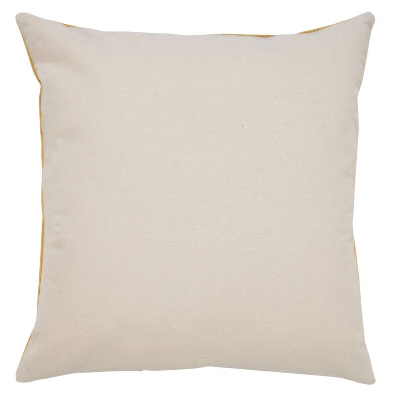 Handwoven Polka Dot Stripe Square Cotton Throw Pillow Cover - 20" - Yellow and Cream