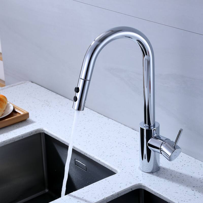 Luxier KTS21 Single Handle Pull Down Sprayer Kitchen Faucet