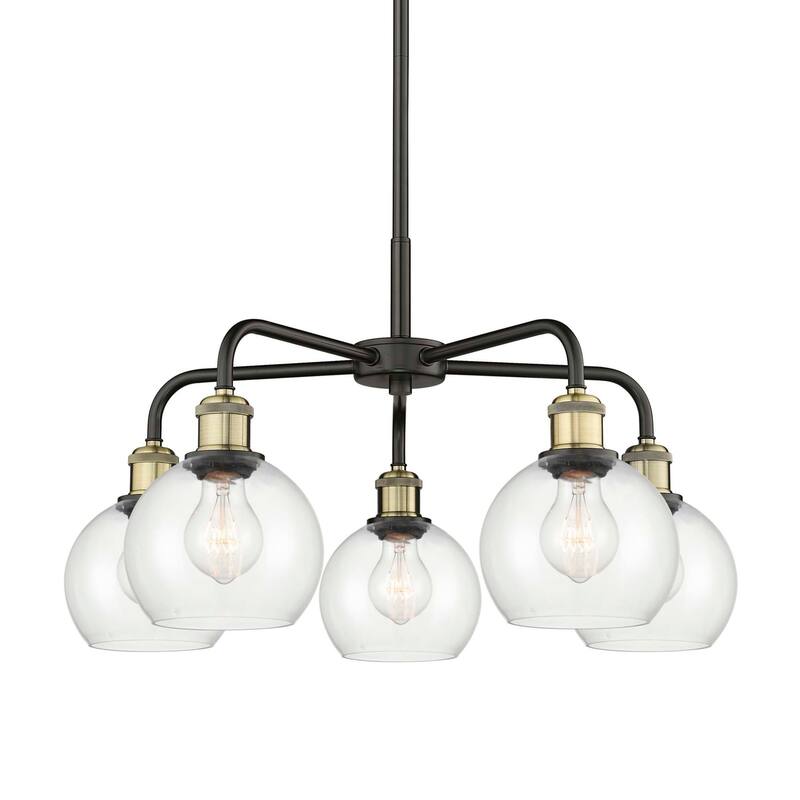 Innovations Lighting 516-5CR-15-24 Athens Chandelier Athens 5 Light - Black Antique Brass / Clear