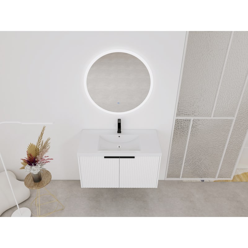 Wall Mounted Bathroom Vanity with Resin Sink
