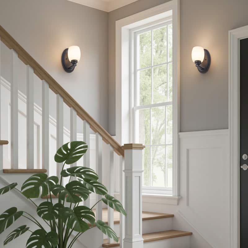 C Cattleya Vanity Light Indoor Wall Sconce Light with White Opal Glass