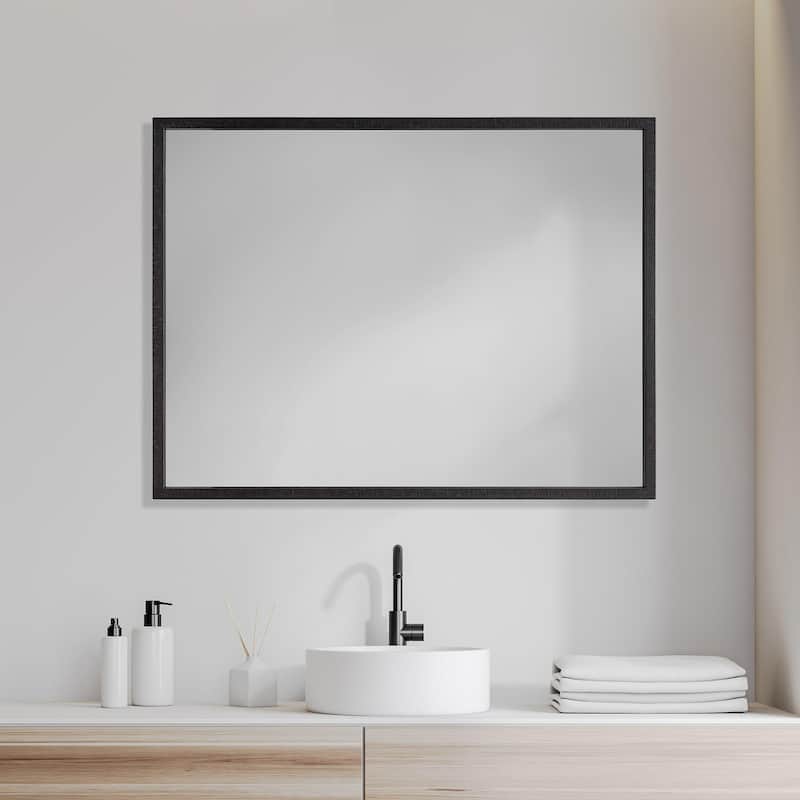 Bristol Black 30x40 Faux Wood Frame Bathroom Vanity Mirror - 31.5L x 1.8W x 41.5H