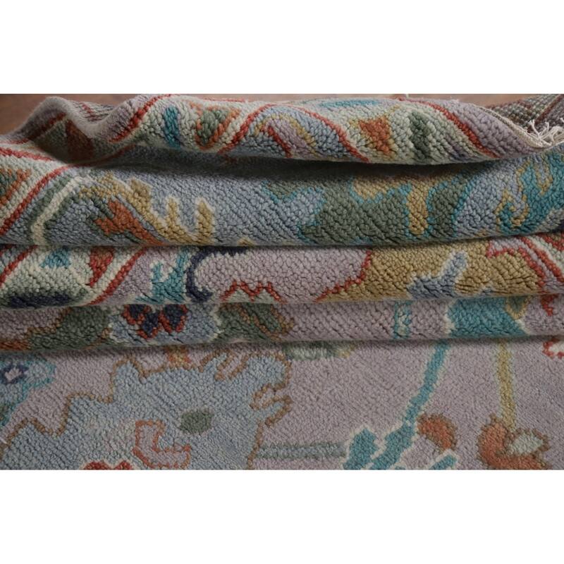 All-Over Floral Oushak Living Room Area Rug Handmade Wool Carpet - 7'10"x 9'8"