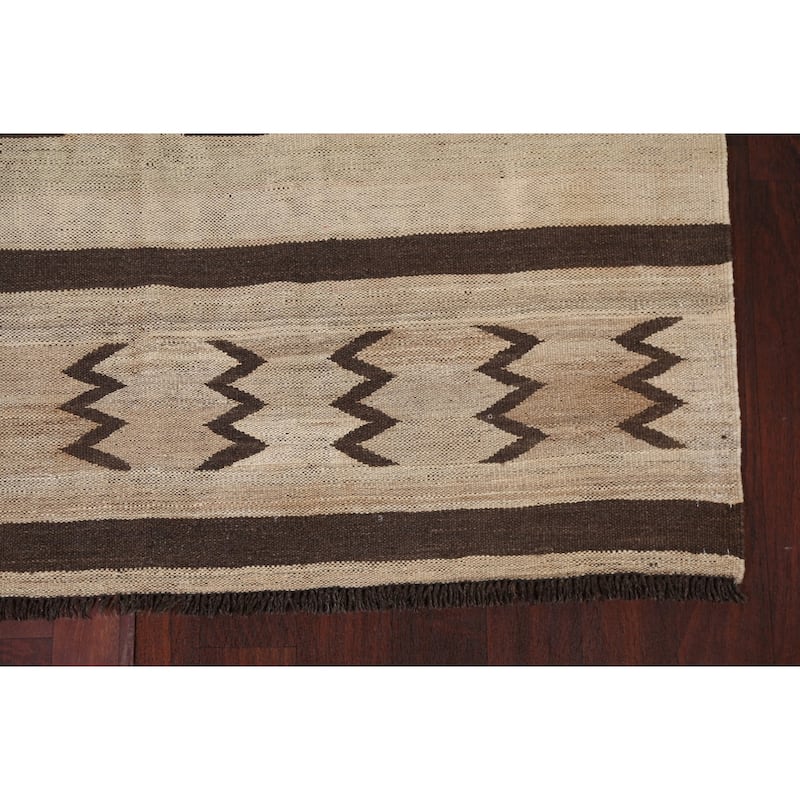 Natural Dye Kilim Geometric Tribal Oriental Area Rug Wool Flat-weave - 5'6" x 9'9"
