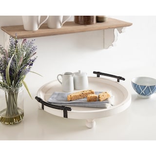 Kate and Laurel Bruillet Rustic Round Wooden Footed Serving Tray