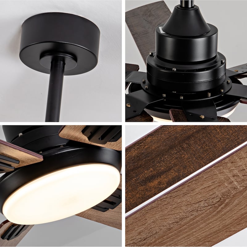 60" Ceiling Fan with Light, Remote Control, Dimmable LED, 6-Speed Quiet DC Motor