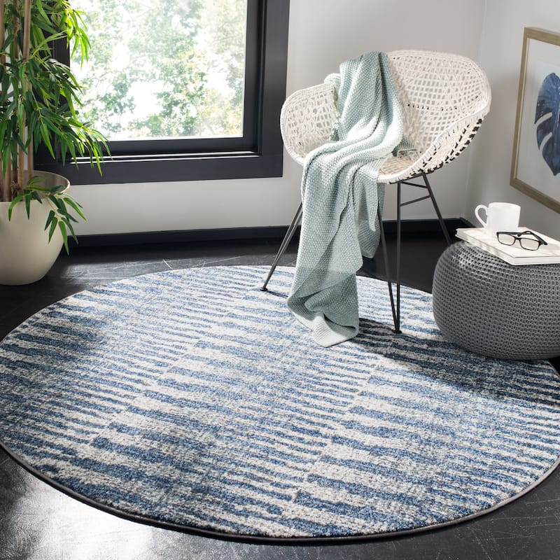 SAFAVIEH Galaxy Philipa Modern Contemporary Rug - 5'3" Round - Navy/Light Grey