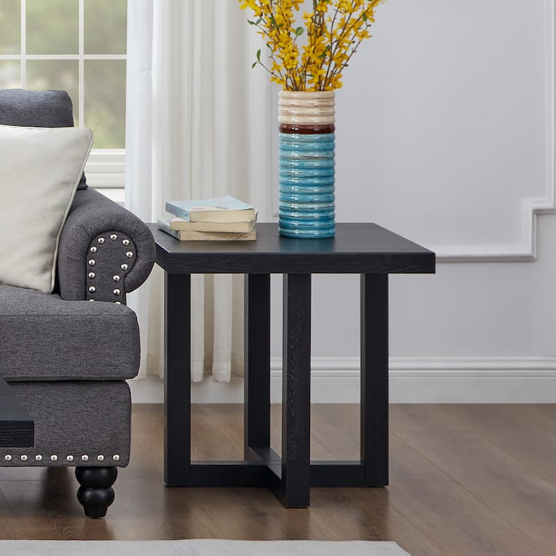Roundhill Furniture Luno 3-Piece Coffee Table Set, Coffee Table and Two End Tables
