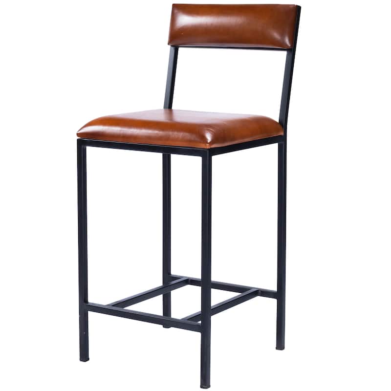Lazarus Leather & Metal 27" Counter Stool - Single - Counter Height