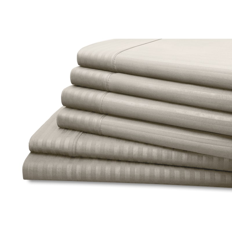 Hotel New York 6-Piece Dobby Stripe Sheet Set - Full - Light Grey