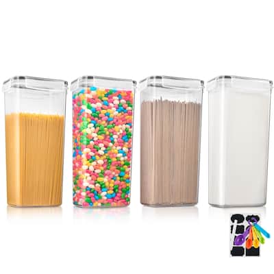 Sorbus Airtight Cereal Dispenser Easy Pour Canister Set with Lids Kitchen Pantry Stackable Storage Food Organizer - 4 Pack