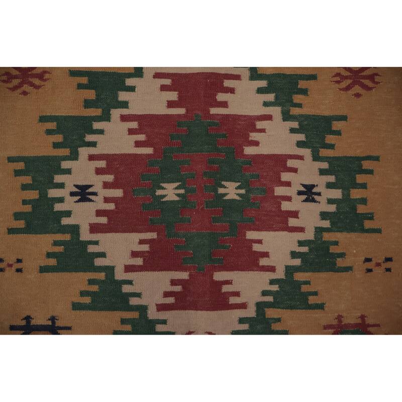 Hand Woven Oriental 100% Wool Carpet Southwestern Tribal Oranges & Rust Kilim Area Rug - 6' 4'' X 4' 4''