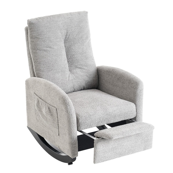 Rocking Chair with Footrest Nursery Glider Chair with Rubber Wood Legs Side Pocket High Back Nursing Chair On Sale Bed Bath Beyond 39912399